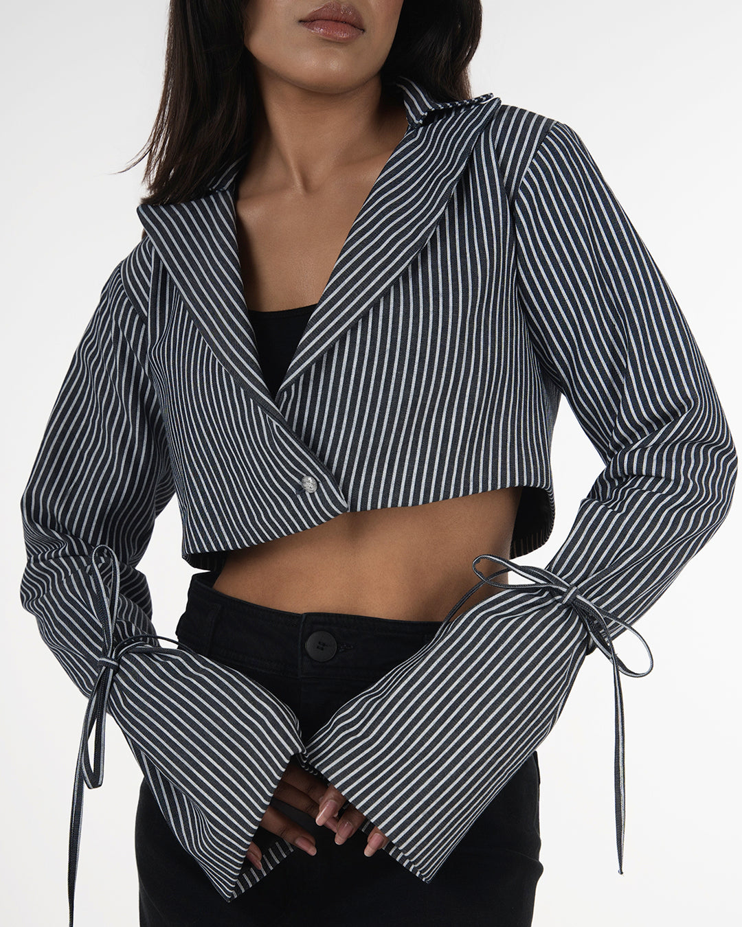 Power Stripes Crop Blazer