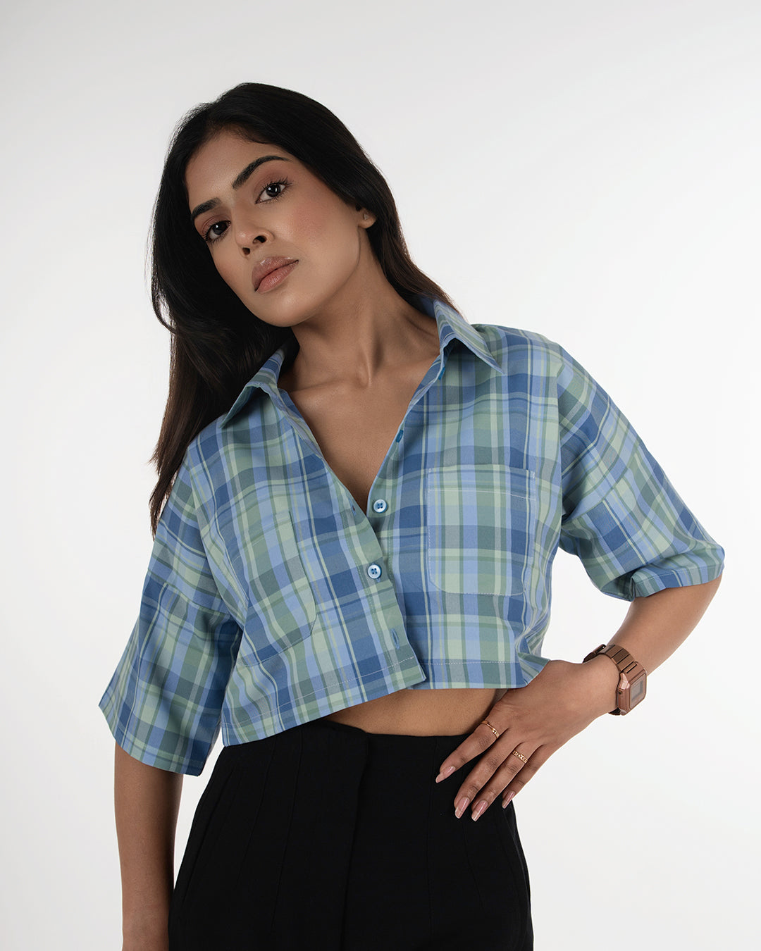 Ghingham Crop Shirt
